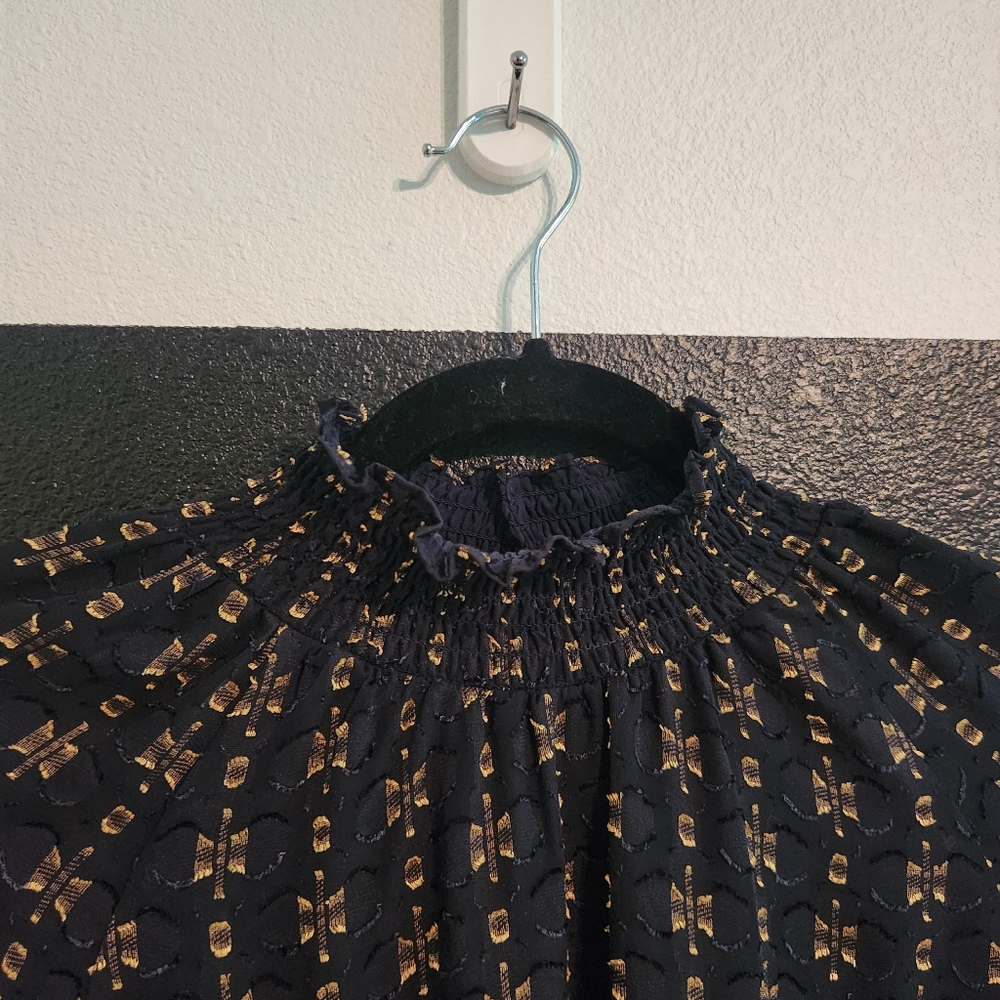Amanda Uprichard Midnight Blue Tunic with Gold Pattern Size Large - Picture 3 of 6